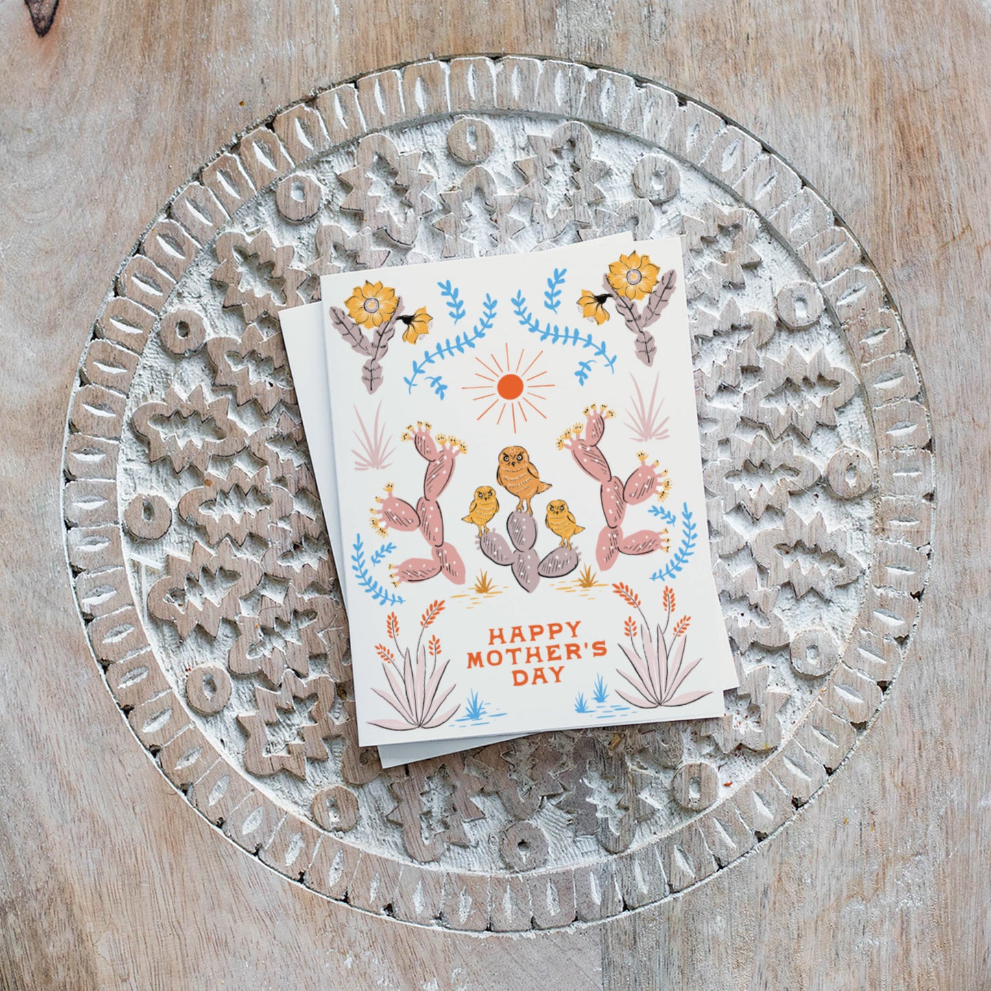 Desert Folk Mother's Day card with Southwestern-inspired patterns, perfect for celebrating moms who love desert motifs.