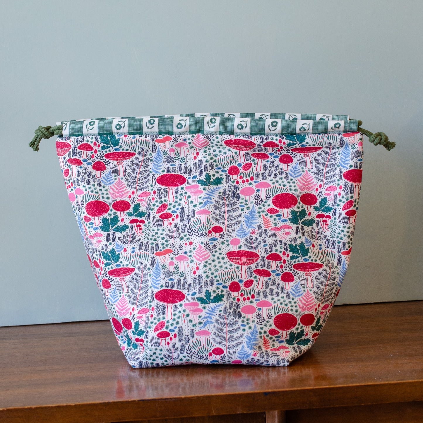 Gather Bag Drawstring Project Bag | Handmade Knitting & Sewing Project Bag, Forest Path