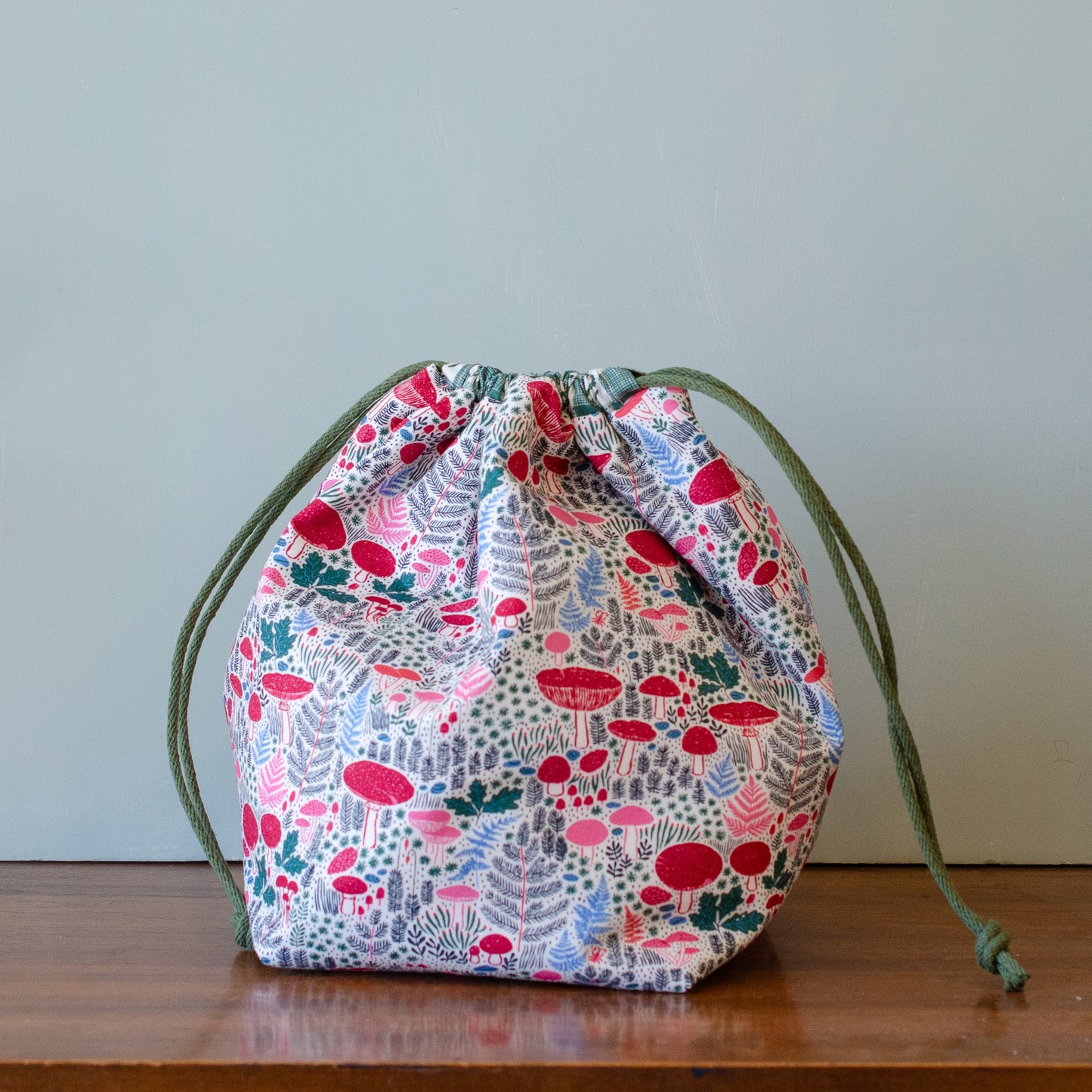 Gather Bag Drawstring Project Bag | Handmade Knitting & Sewing Project Bag, Forest Path