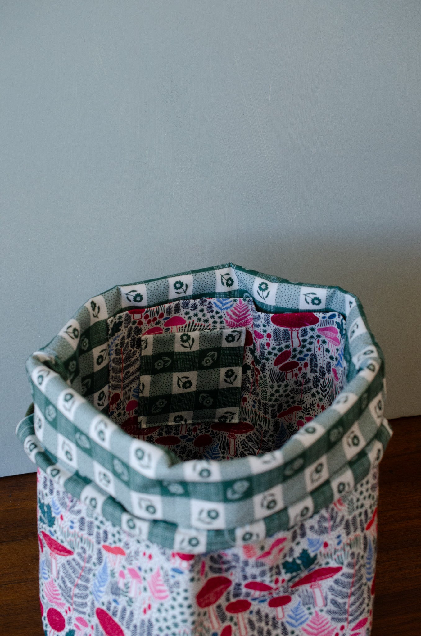Gather Bag Drawstring Project Bag | Handmade Knitting & Sewing Project Bag, Forest Path