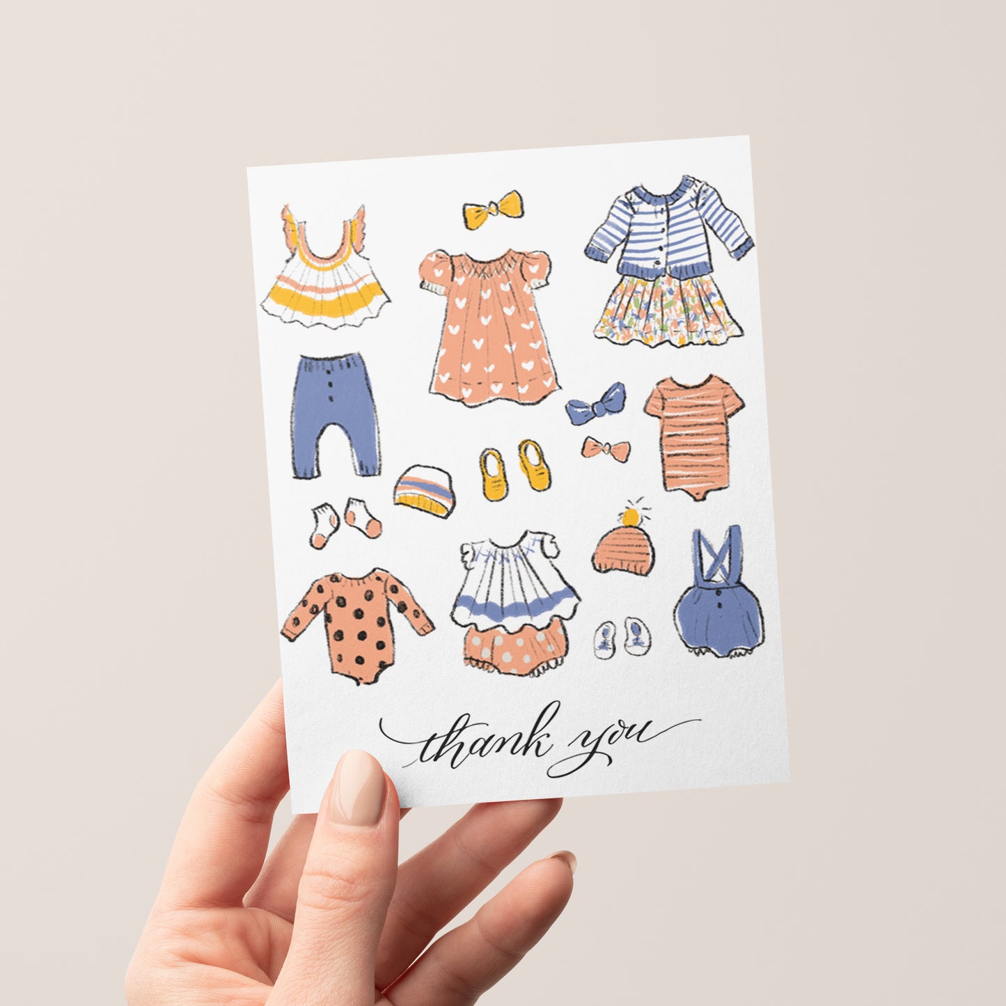 Baby Clothes Thank You Greeting Card