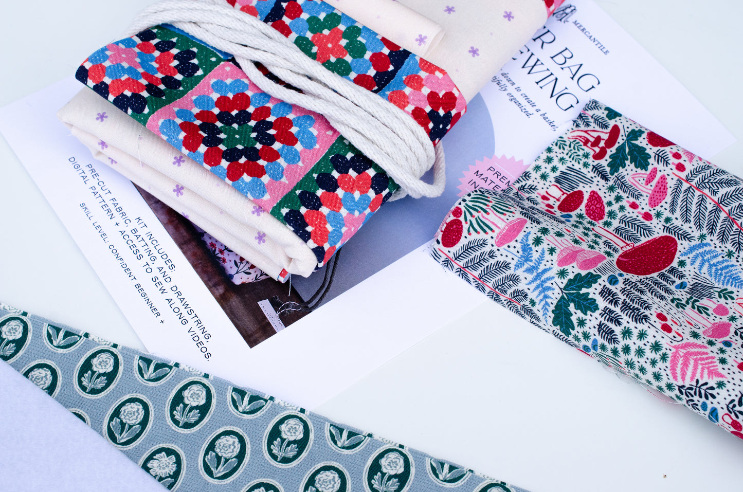 Gather Bag Sewing Kit | Drawstring Project Bag Kit, Granny Squares