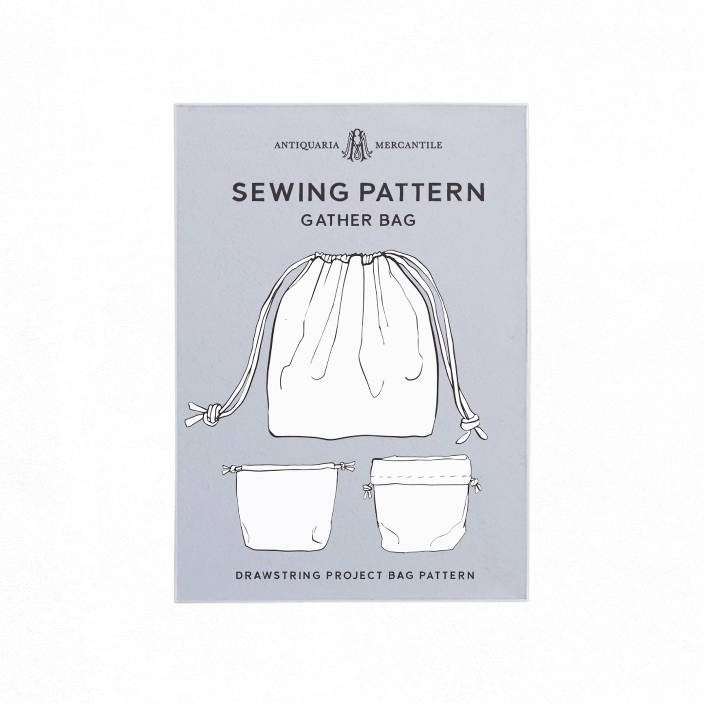 Gather Bag Digital Sewing Pattern | Drawstring Knitting & Sewing Project Bag