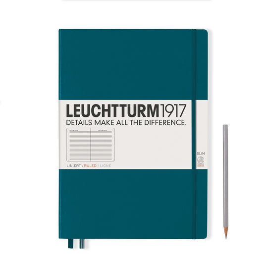 Elegant hardcover ruled notebook in vibrant teal, perfect for writing, journaling, and note-taking.