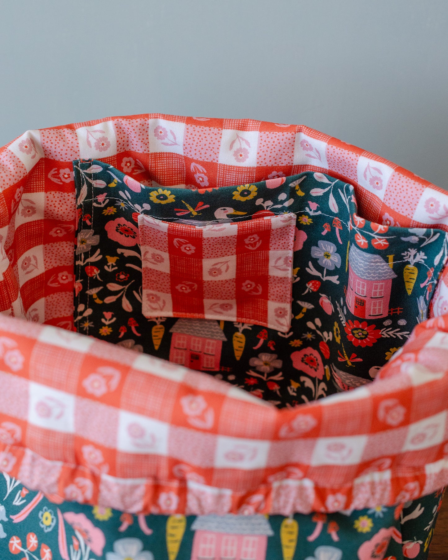 Gather Bag Drawstring Project Bag | Handmade Knitting & Sewing Project Bag, Homestead Green