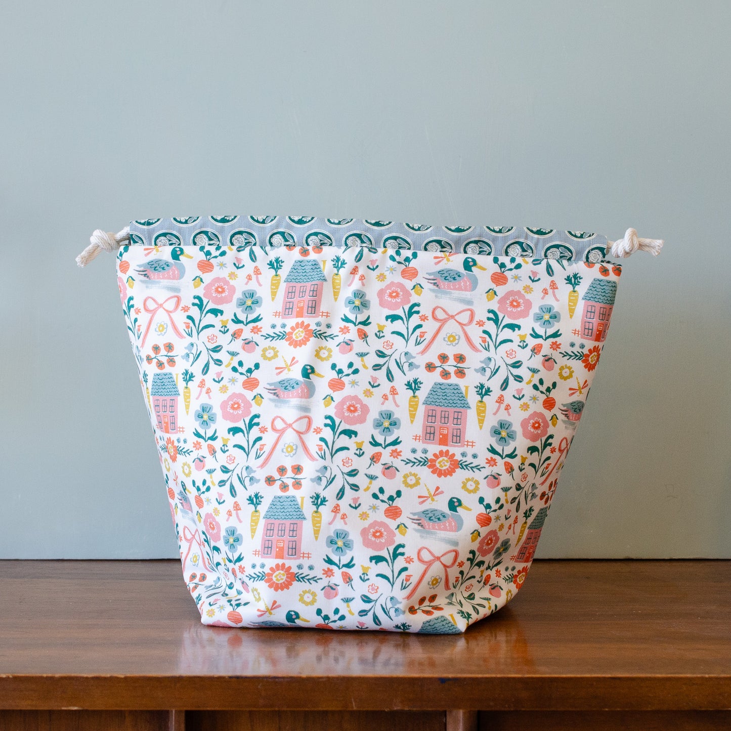 Gather Bag Drawstring Project Bag | Handmade Knitting & Sewing Project Bag, Homestead Ivory