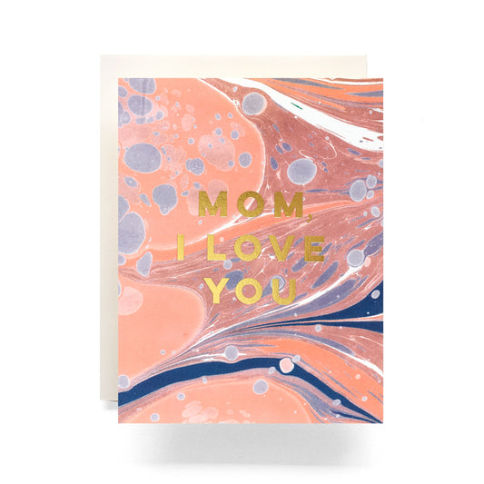 Marble Love You Mom card featuring a sophisticated marble design, perfect for telling moms they are loved.