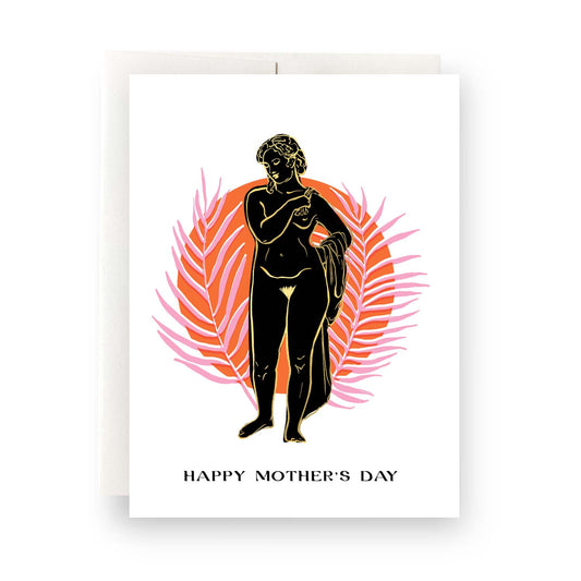 Grecian Mother's Day card featuring classic Greek statue, ideal for celebrating moms with a love for history and elegance