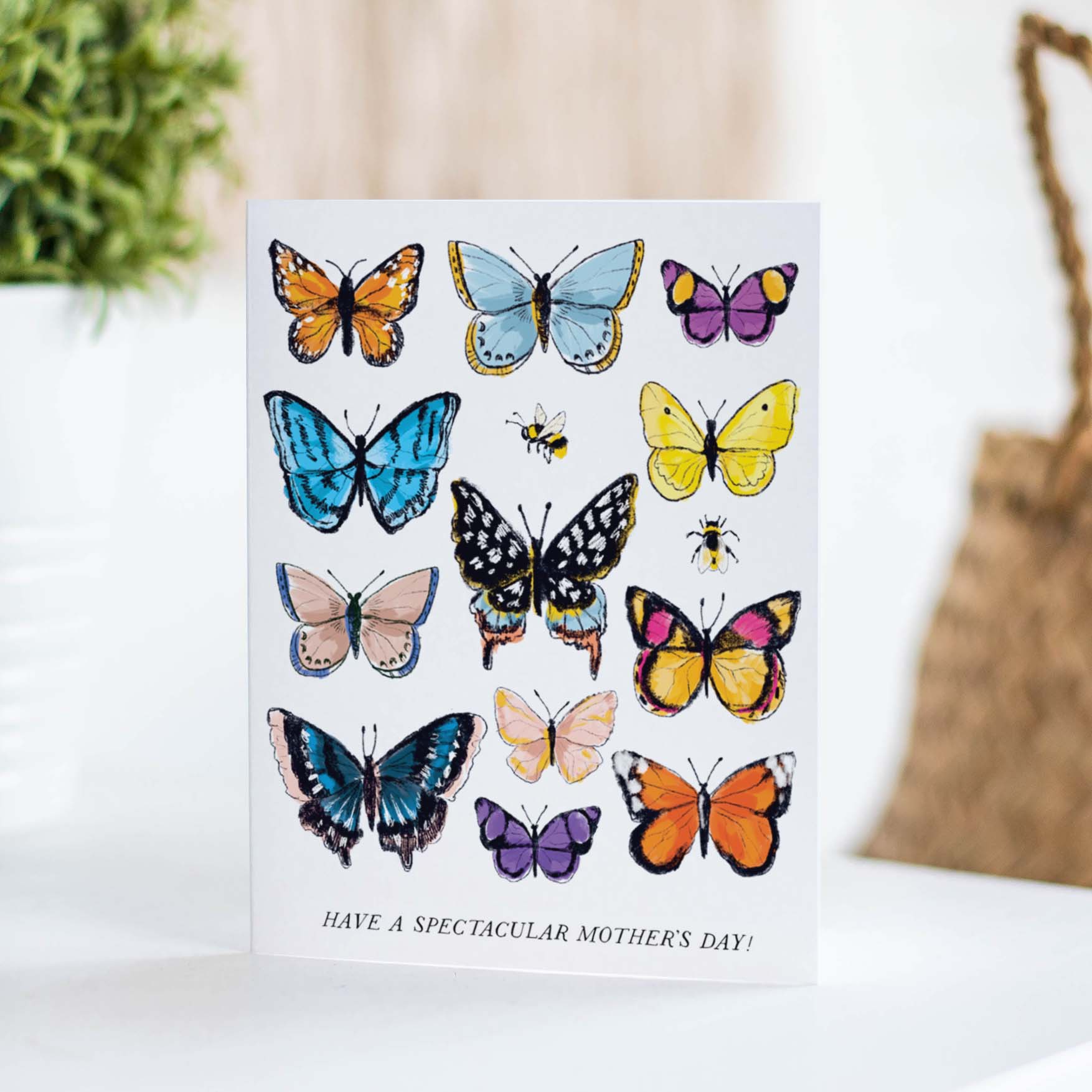 Butterfly Mother's Day card with colorful butterflies, perfect for celebrating moms with a love for nature