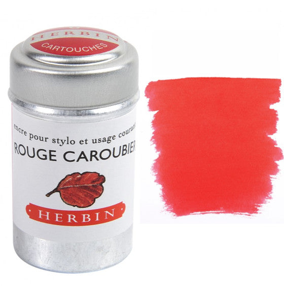 Herbin Fountain Pen Ink Cartridges - Tin of 6- Rouge Caroubier