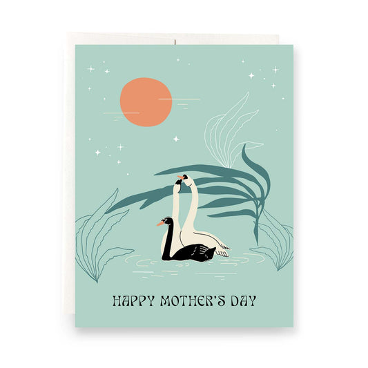 Swans Mother's Day card with an elegant swan design, perfect for honoring moms with a graceful and timeless motif.