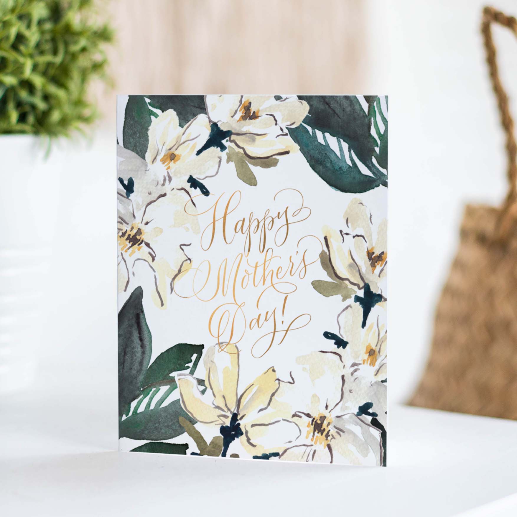 Magnolia Mother's Day card featuring elegant magnolia flowers, perfect for celebrating moms with a love for floral designs