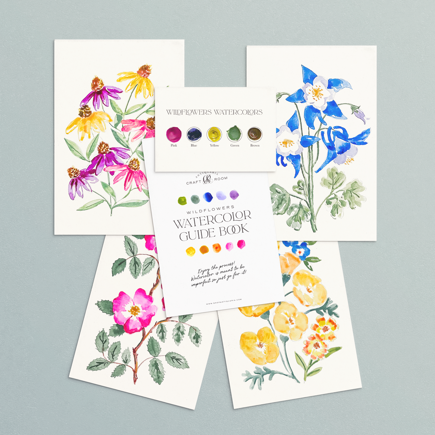 Antiquaria Watercolor Painting Kit – Floral Series (Includes Paint) | Beginner-Friendly DIY Art Kit