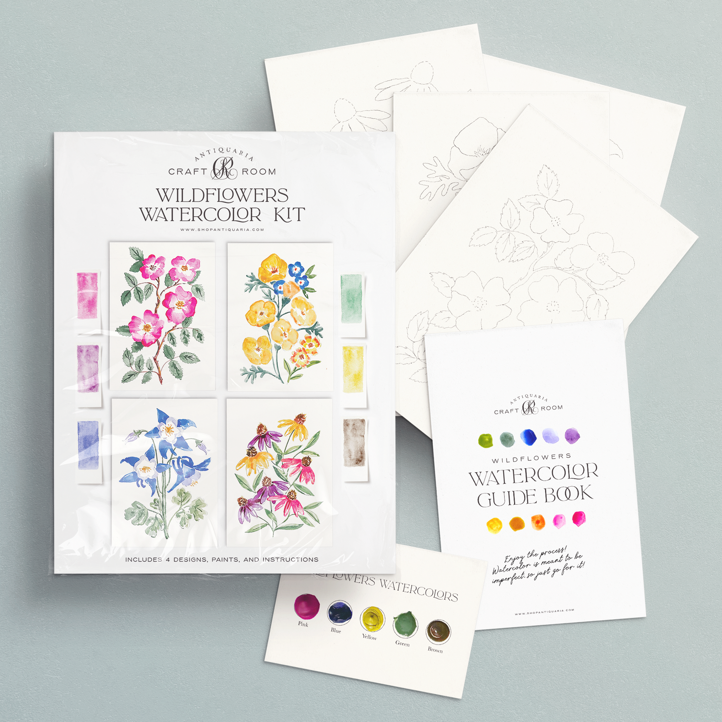 Antiquaria Watercolor Painting Kit – Floral Series (Includes Paint) | Beginner-Friendly DIY Art Kit