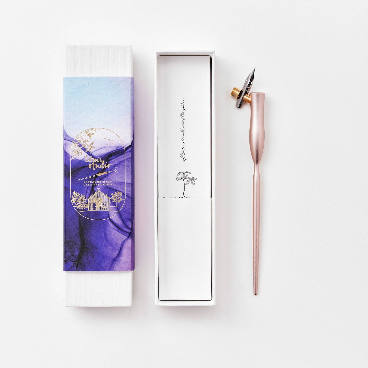 Flourish Calligraphy Pen: Rose Gold / Oblique (nib at an angle)