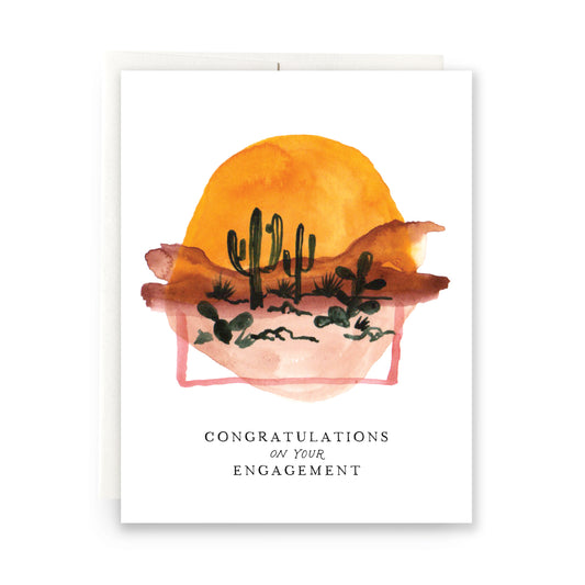 Abstract cactus engagement card with modern design - a unique way to celebrate engagements.