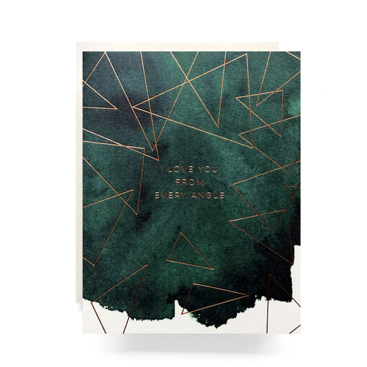 Angled Love greeting card with abstract geometric design - perfect for expressing romance.