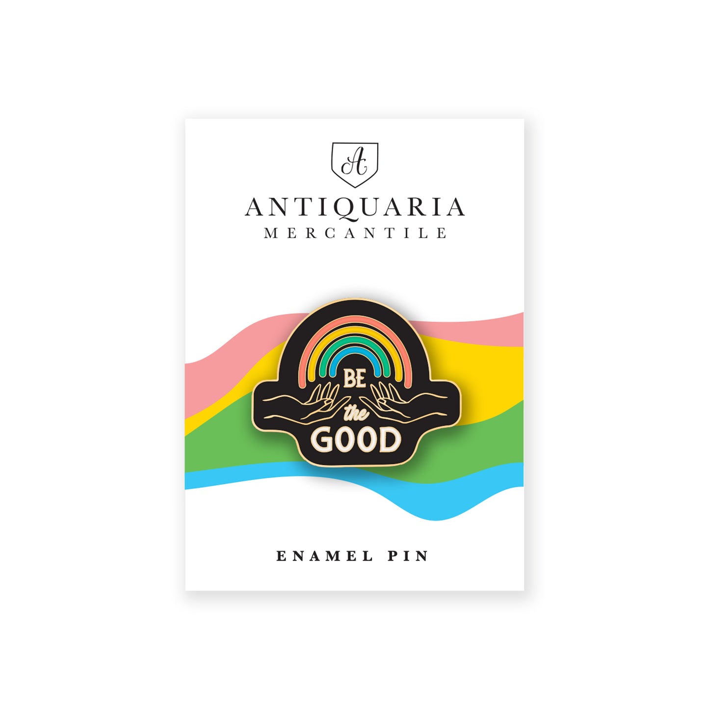 Stylish enamel pin featuring motivational quote in rainbow colors, ideal for personalizing backpacks, hats, and notebooks.