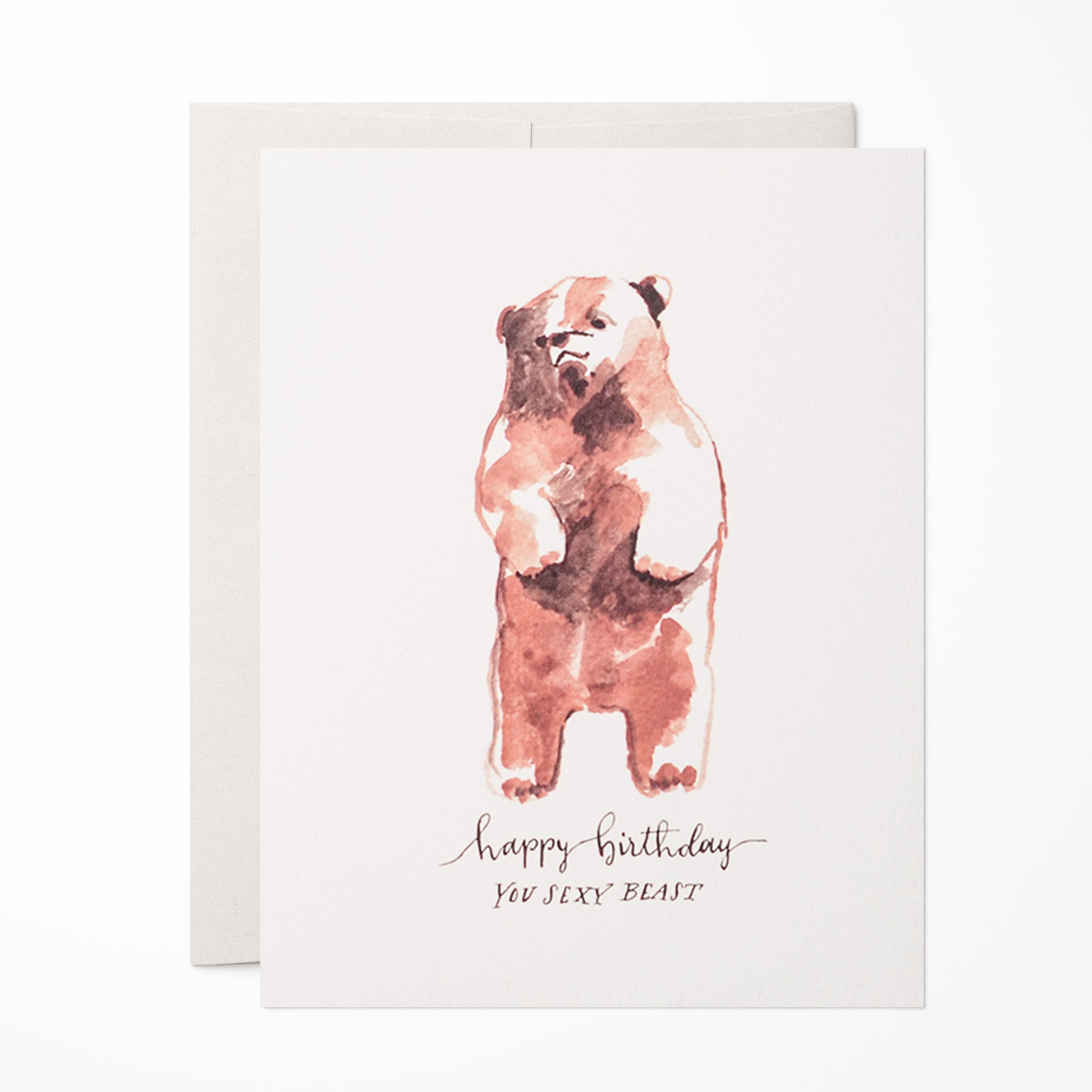 Playful birthday card with a cute watercolor bear and a cheeky saying, celebrating the fun side of birthdays for a confident, stylish friend.