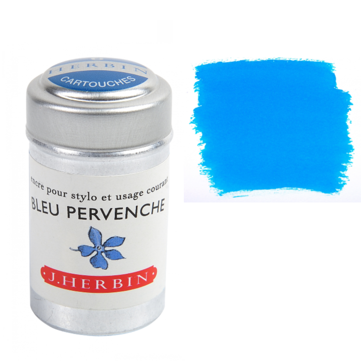 Herbin Fountain Pen Ink Cartridges - Tin of 6: Bleu Pervenche (Perriwinkle)