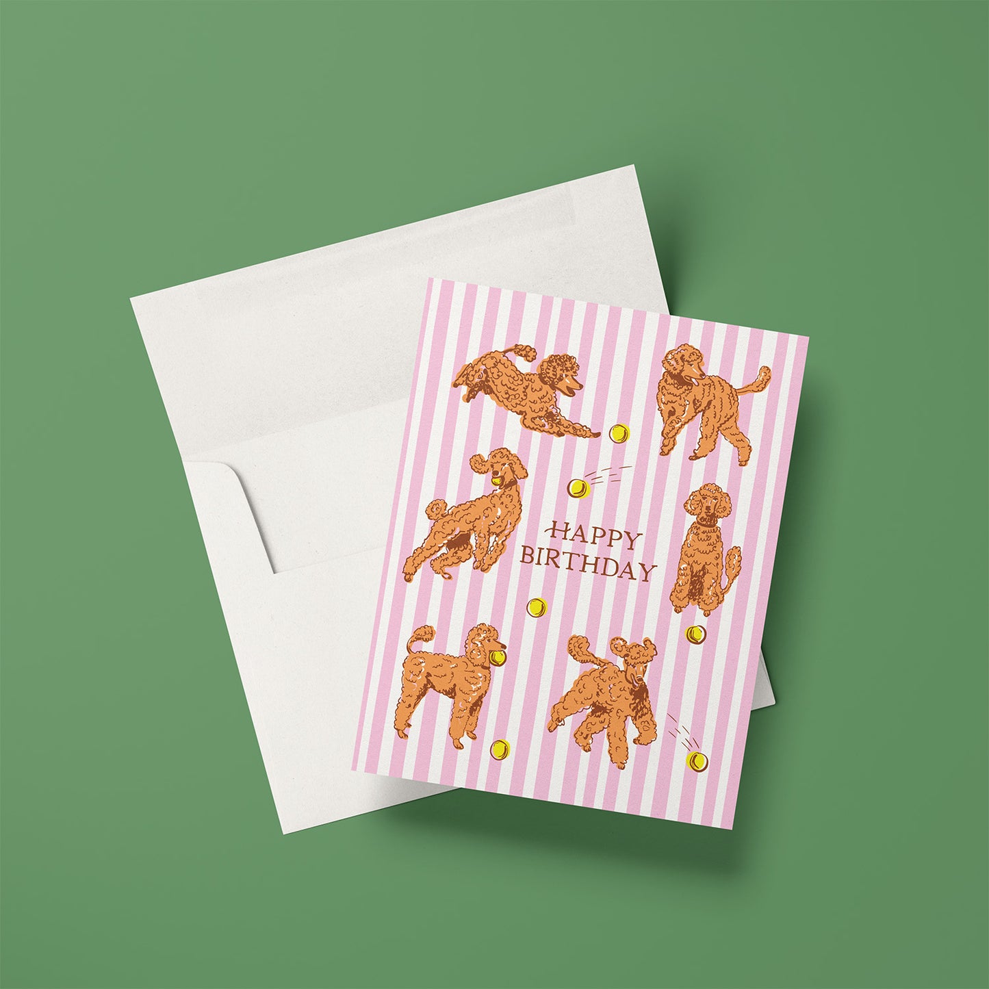 Birthday Poodles A2 Greeting Card