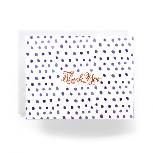 Blue Polka Dot Thanks Greeting Card