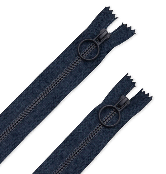 16" Hoop Pull Zippers Assorted Colors: Navy