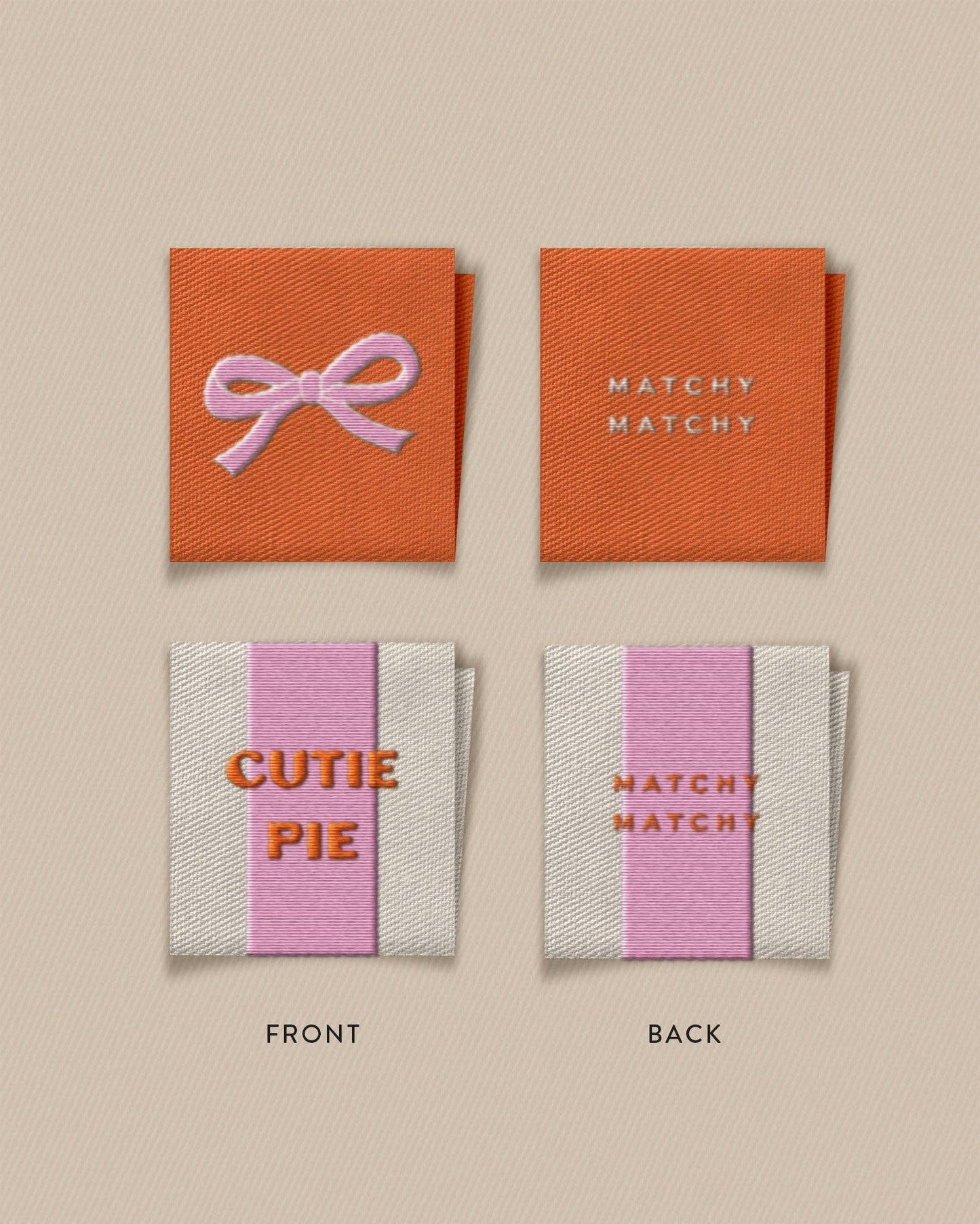 Cutie Pie Bow Square Garment Labels: Set of8