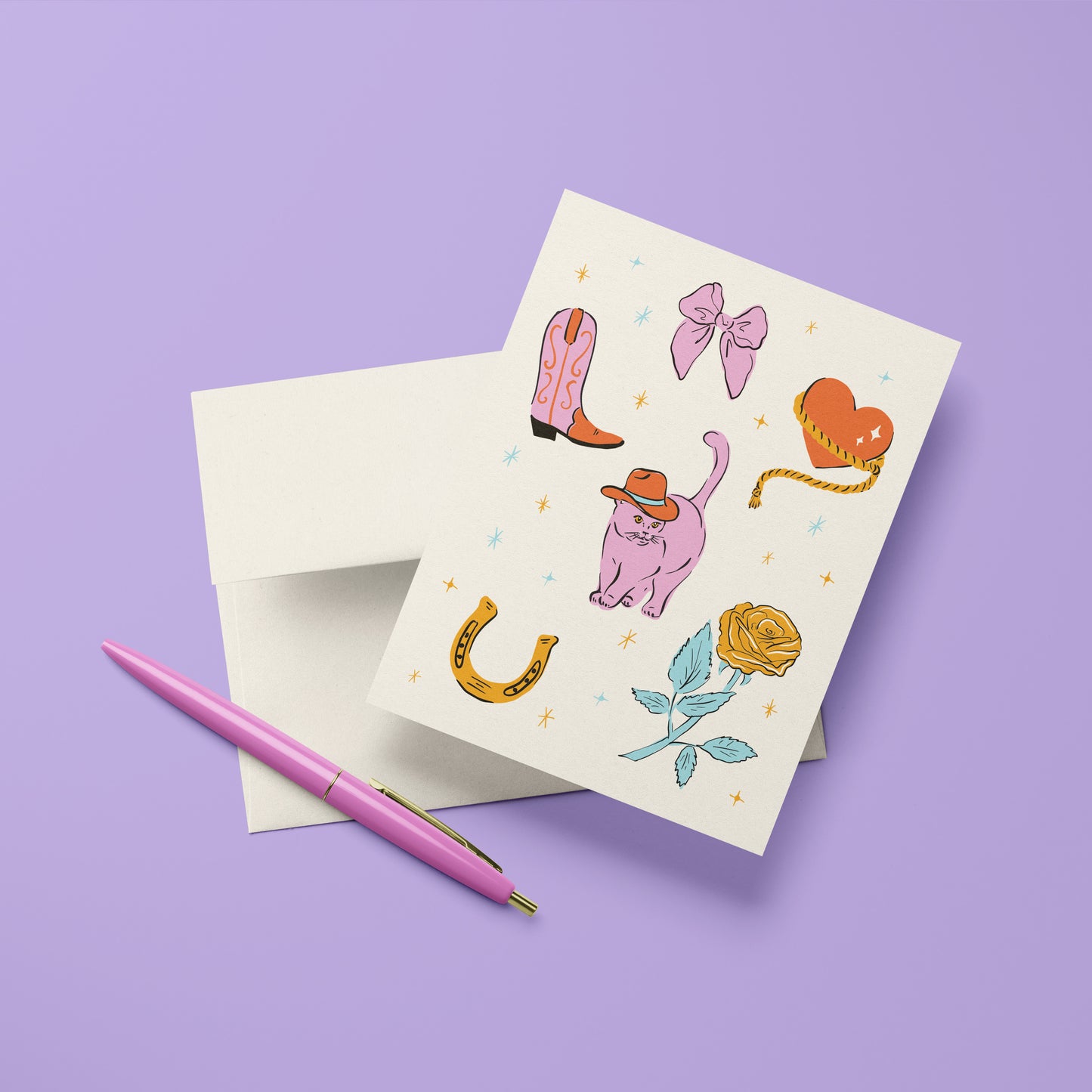 Blank Card: Cowboy Kitty