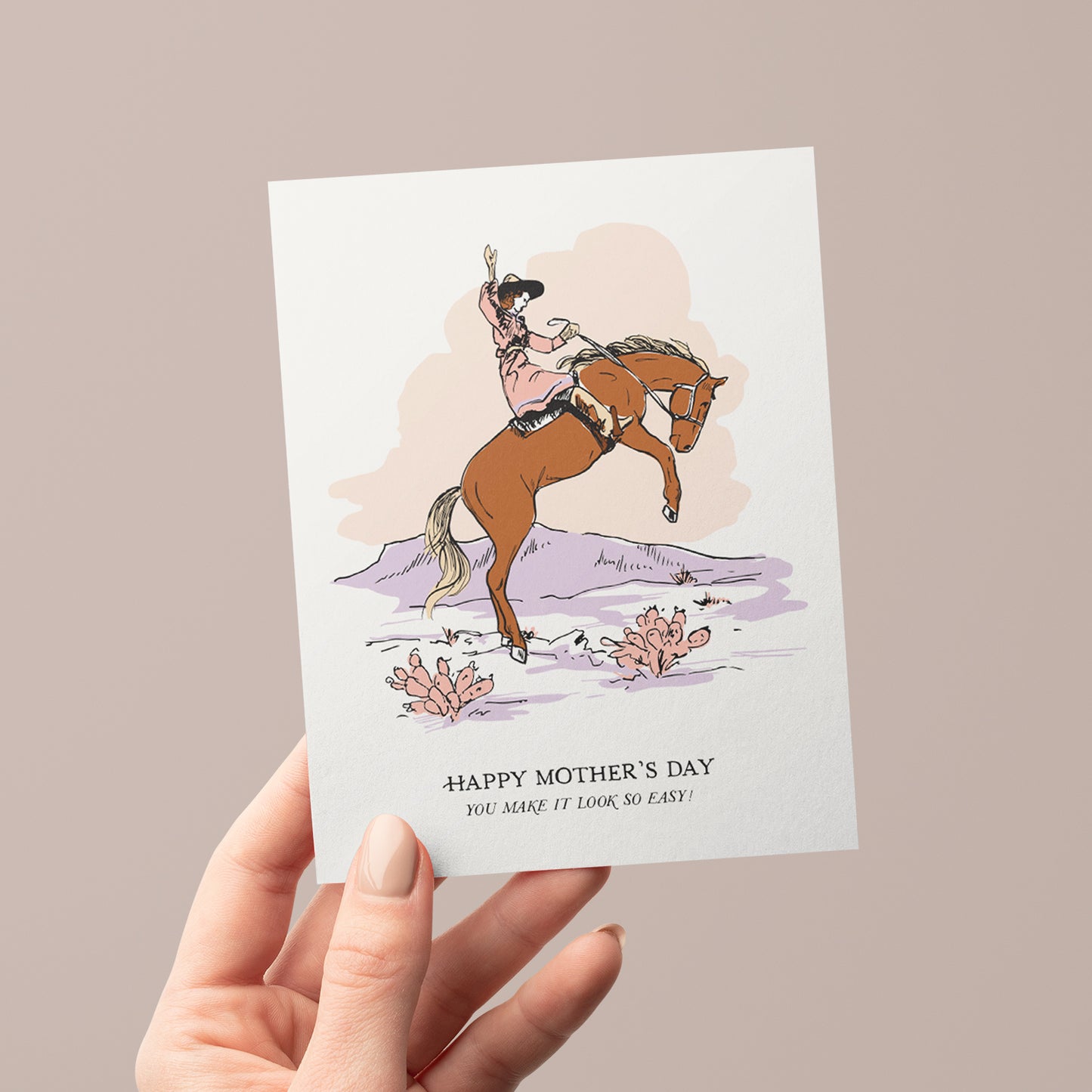 Cowgirl Mother's Day card with a western theme, great for celebrating moms with a love for the wild west.