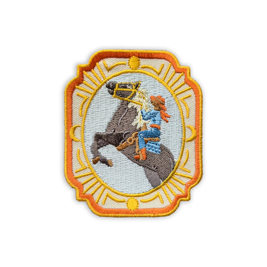 A Cowgirl embroidered iron-on patch great for giving a western vibe, great for personalizing clothing and backpacks.