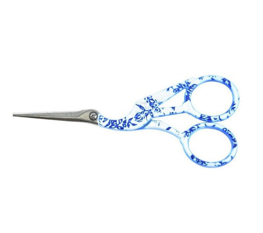 Crane Embroidery Scissors, Blue and White