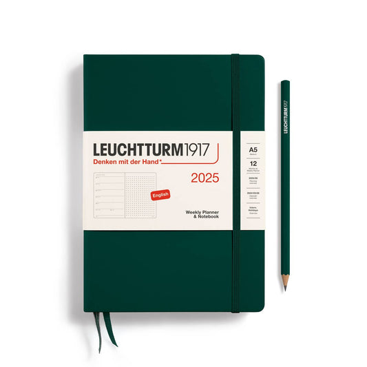 Weekly Planner & Notebook Dotted 2025: Forest Green / A5