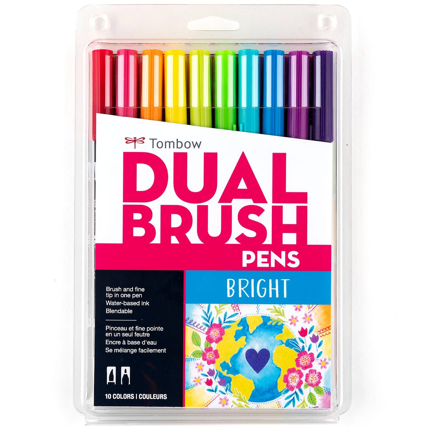 Dual Brush Pen Art Markers: Bright - 10-Pack