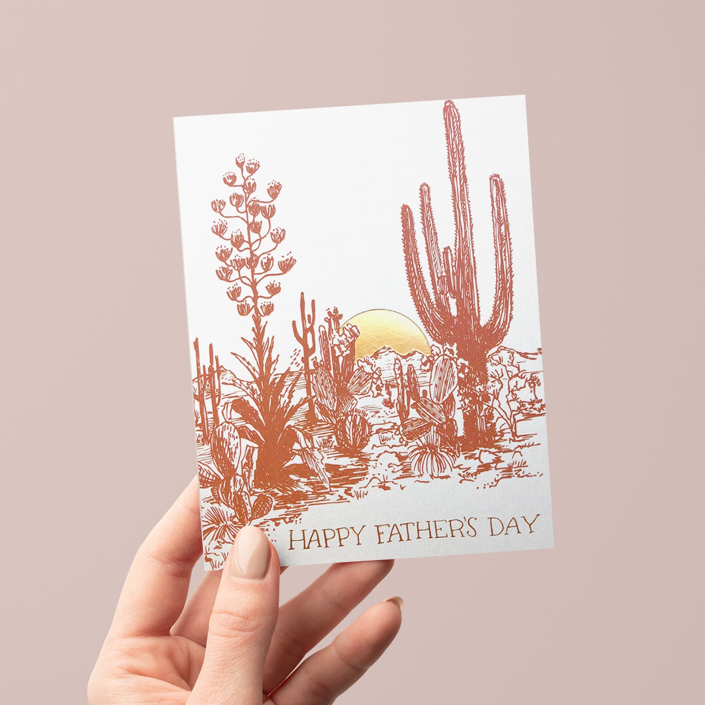 Cactus Sunset Father's Day card featuring a desert sunset, great for celebrating dads who love the outdoors.