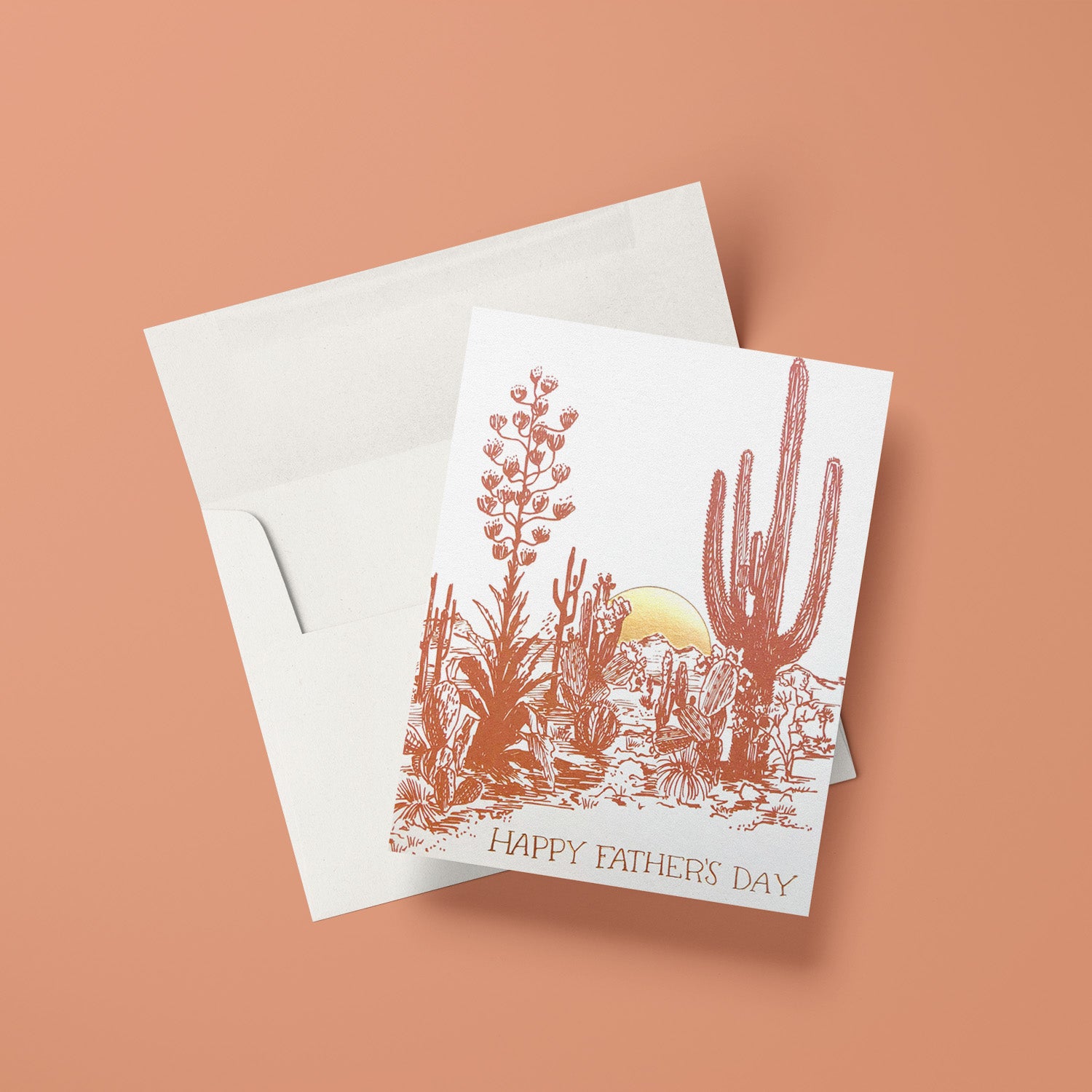 Cactus Sunset Father's Day card featuring a desert sunset, great for celebrating dads who love the outdoors.