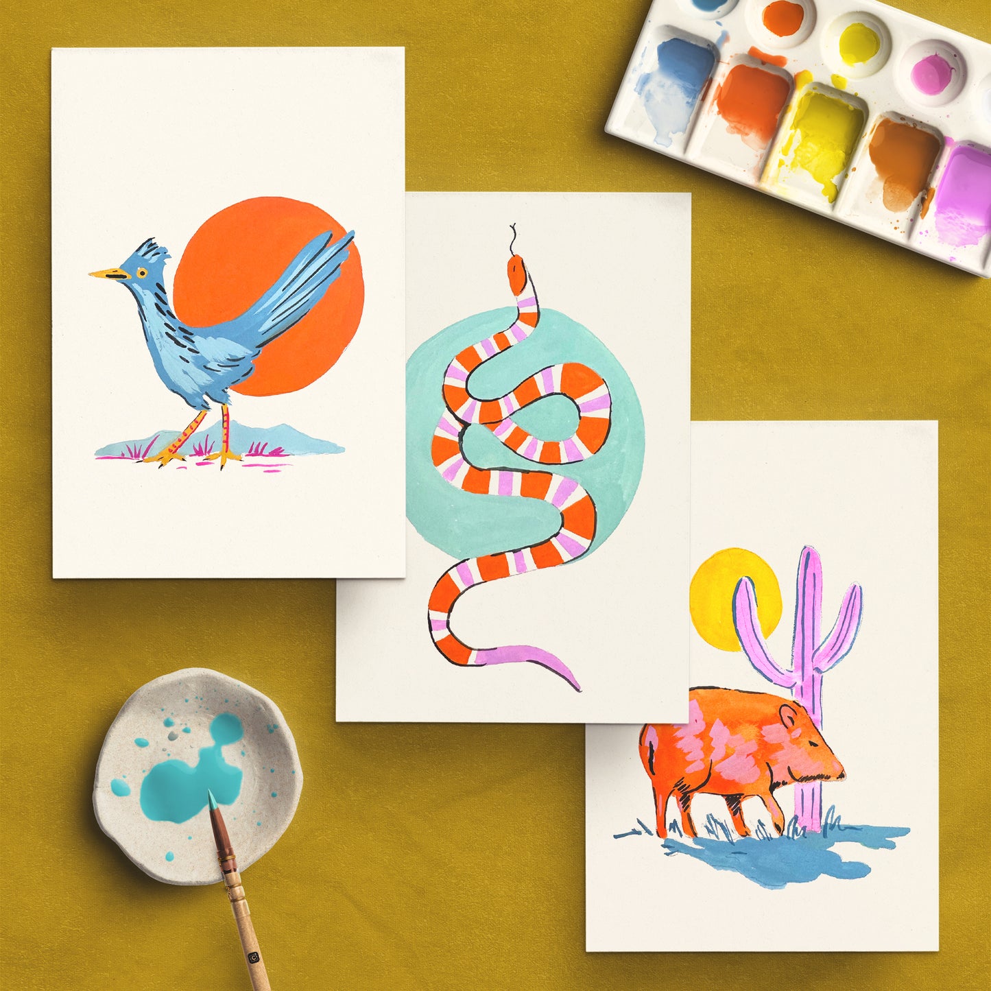 Antiquaria Watercolor Kit: Southwest Animals