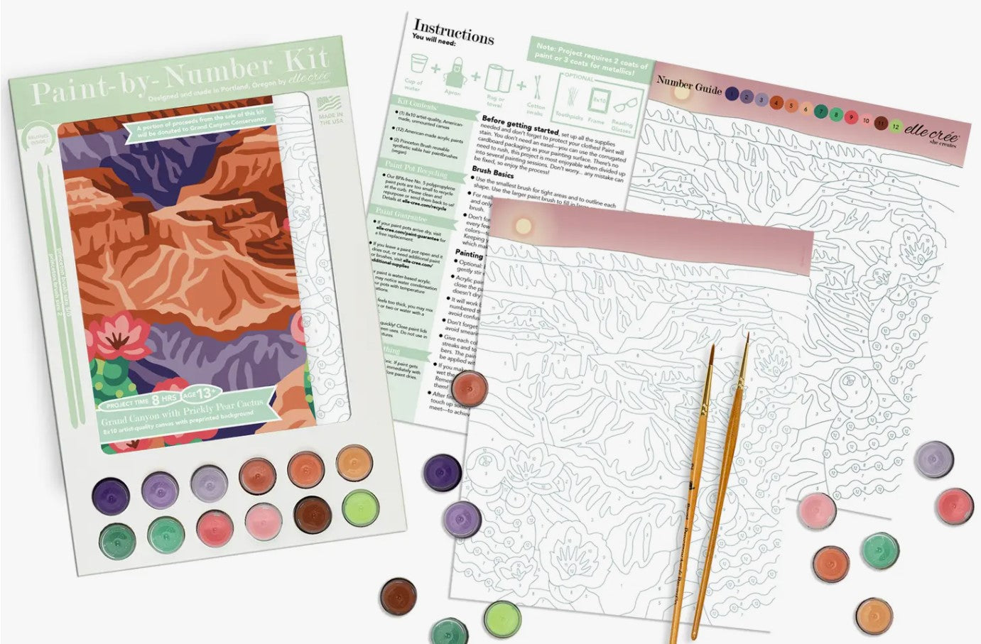 Elle Cree Grand Canyon with Prickly Pear Cactus Paint-by-Number Kit