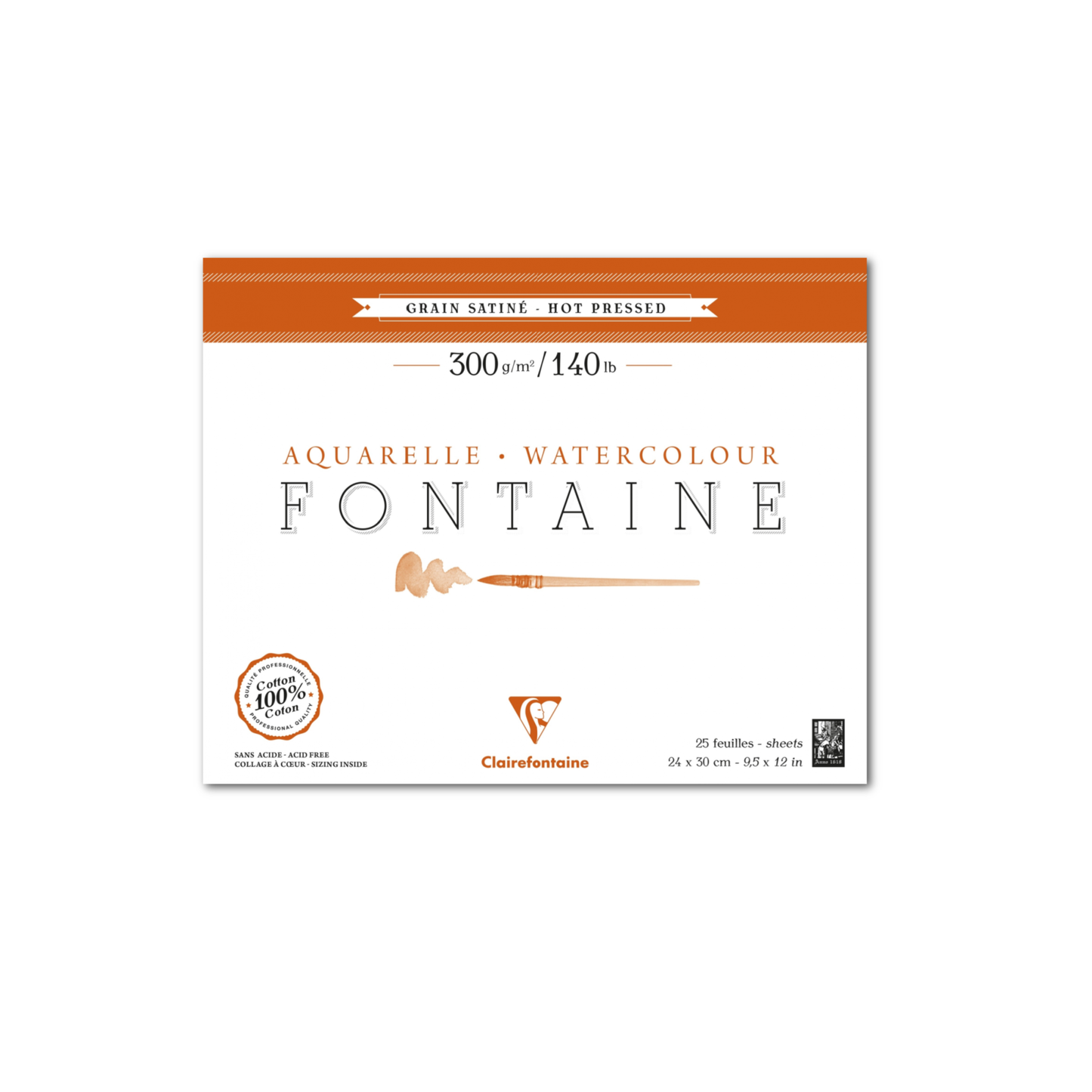Fontaine Watercolor Paper 300gsm - Hot Press Pads: Hot Press Pad 9.5 x 11.75