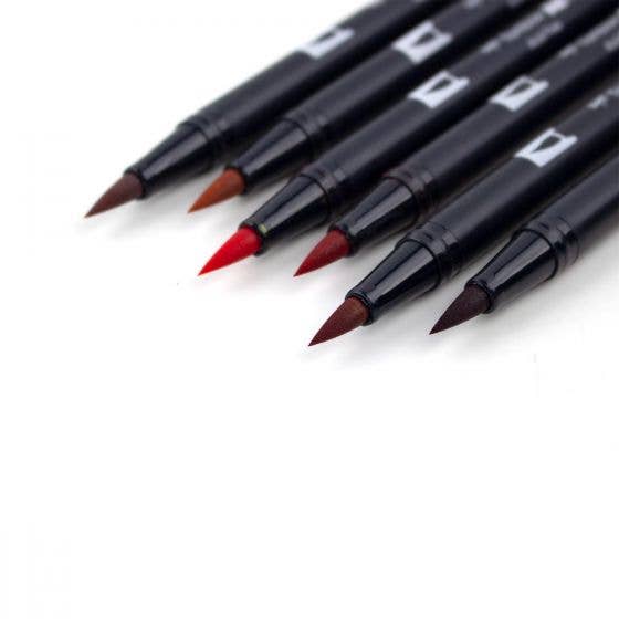 Dual Brush Pen 6 Color Set Red Blendables