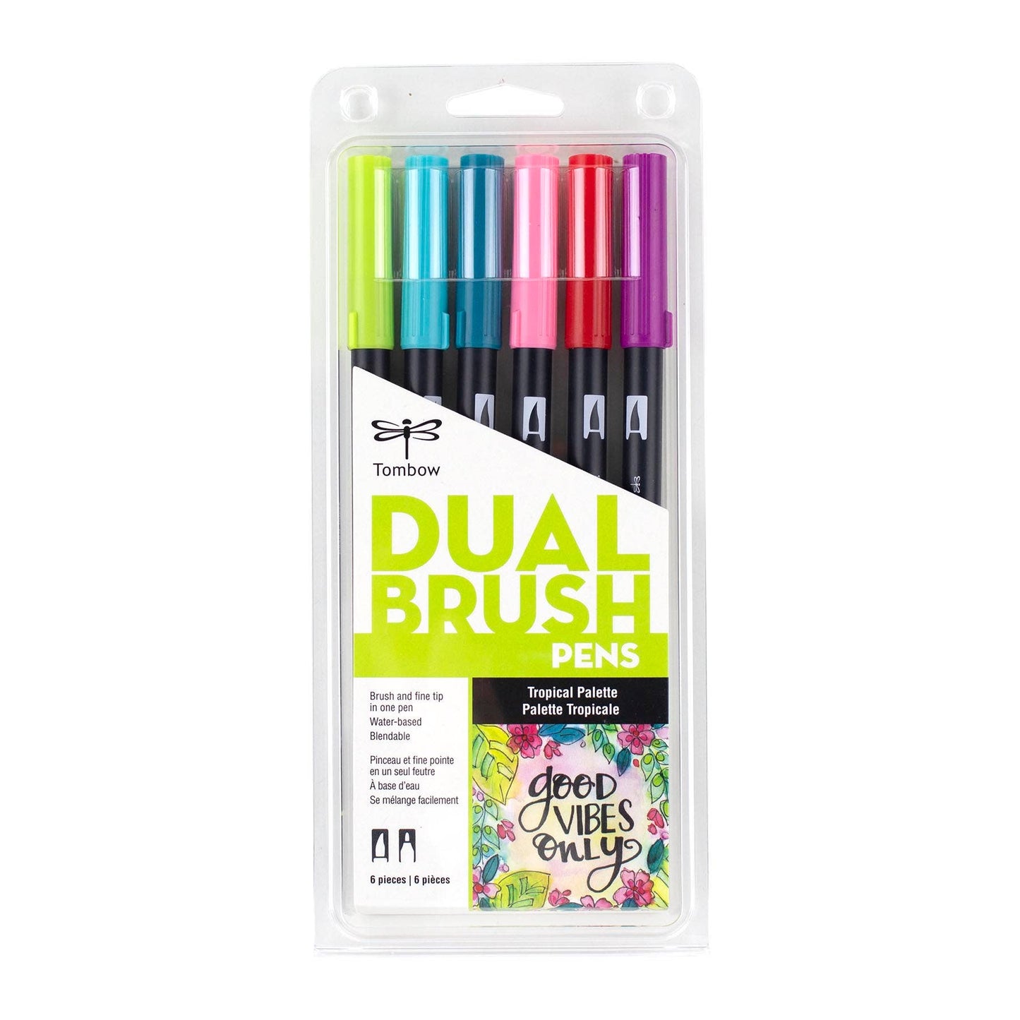 Dual Brush Pen Art Markers, Tropical, 6-Pack