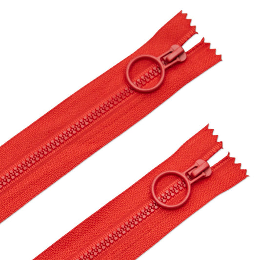 16" Hoop Pull Zippers Assorted Colors: Red