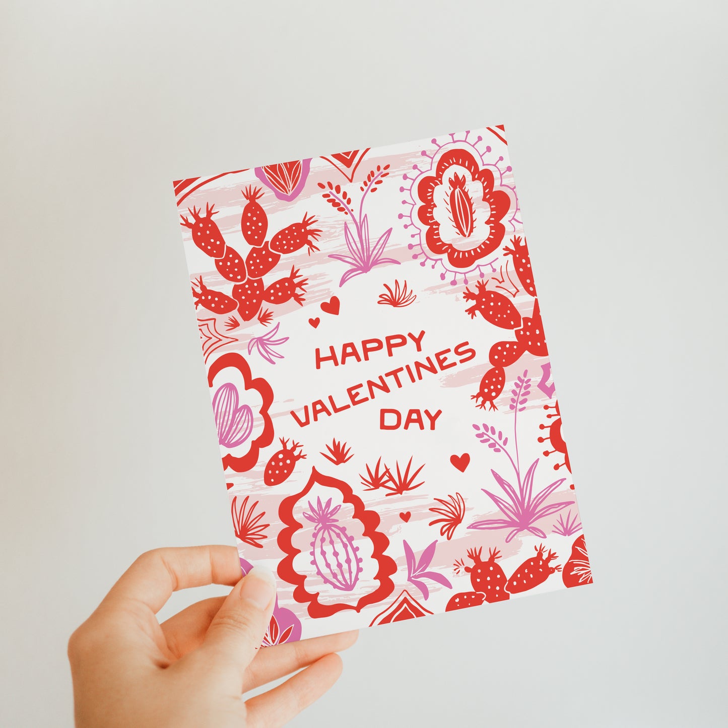 Fiesta Valentine’s Day card with a festive and colorful design featuring desert fauna - celebrating love with a vibrant twist.