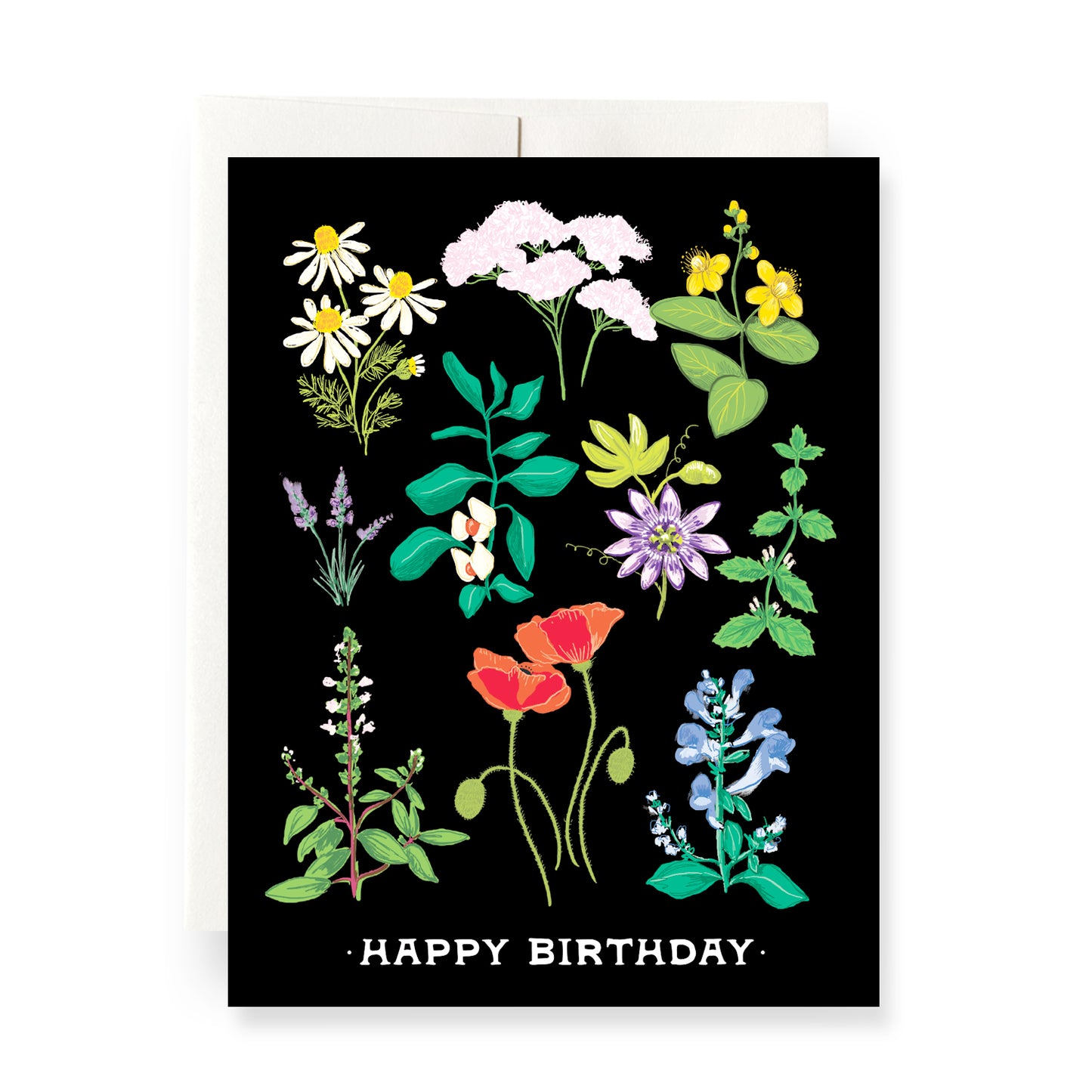 Whimsical birthday card showcasing magical flowers and vibrant colors, creating a magical floral theme for a unique celebration.