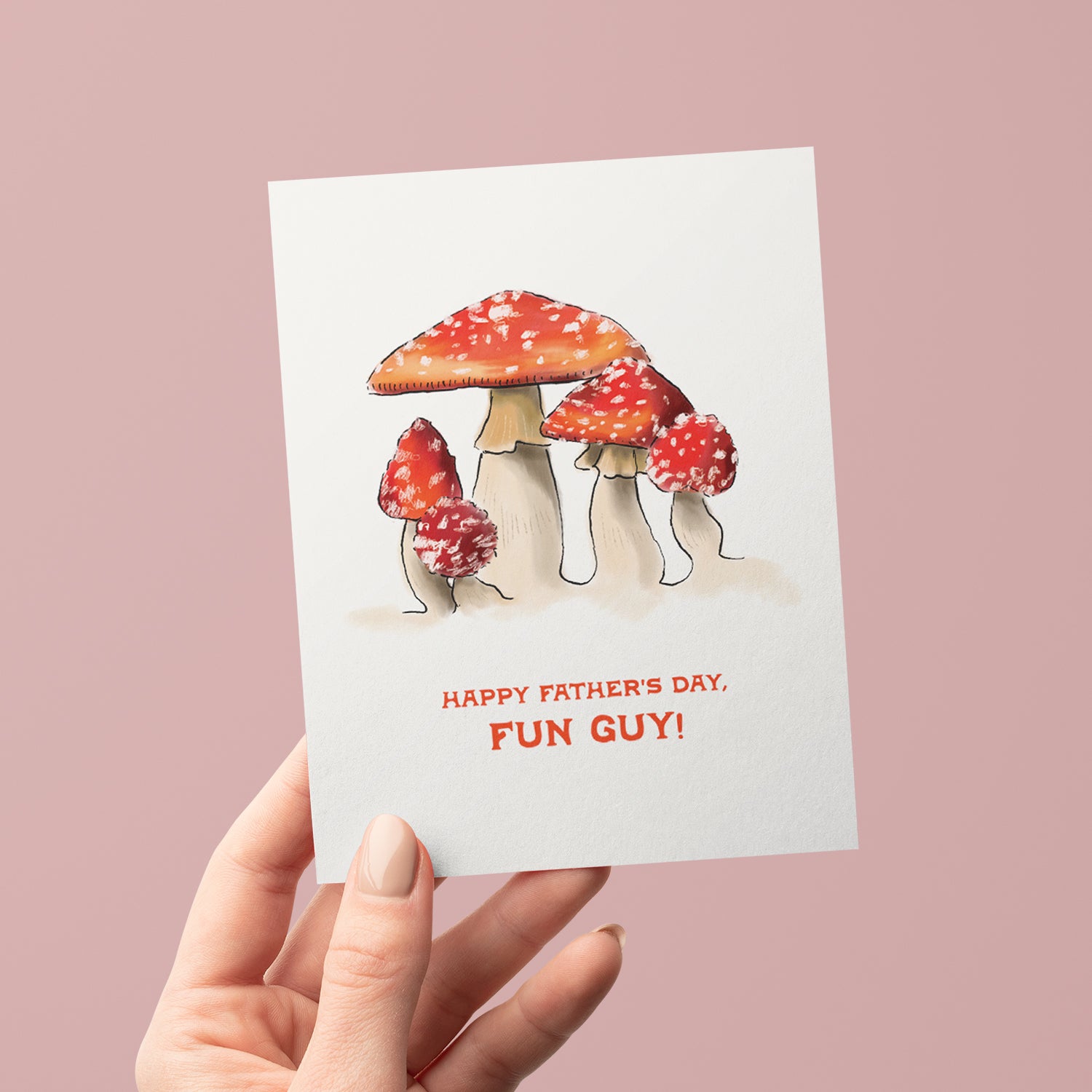 Fun Guy Father's Day card with playful mushroom theme, perfect for dads with a quirky sense of humor.