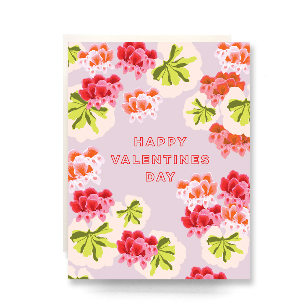 Geranium Valentine card with beautiful floral design - perfect for expressing love with flowers.