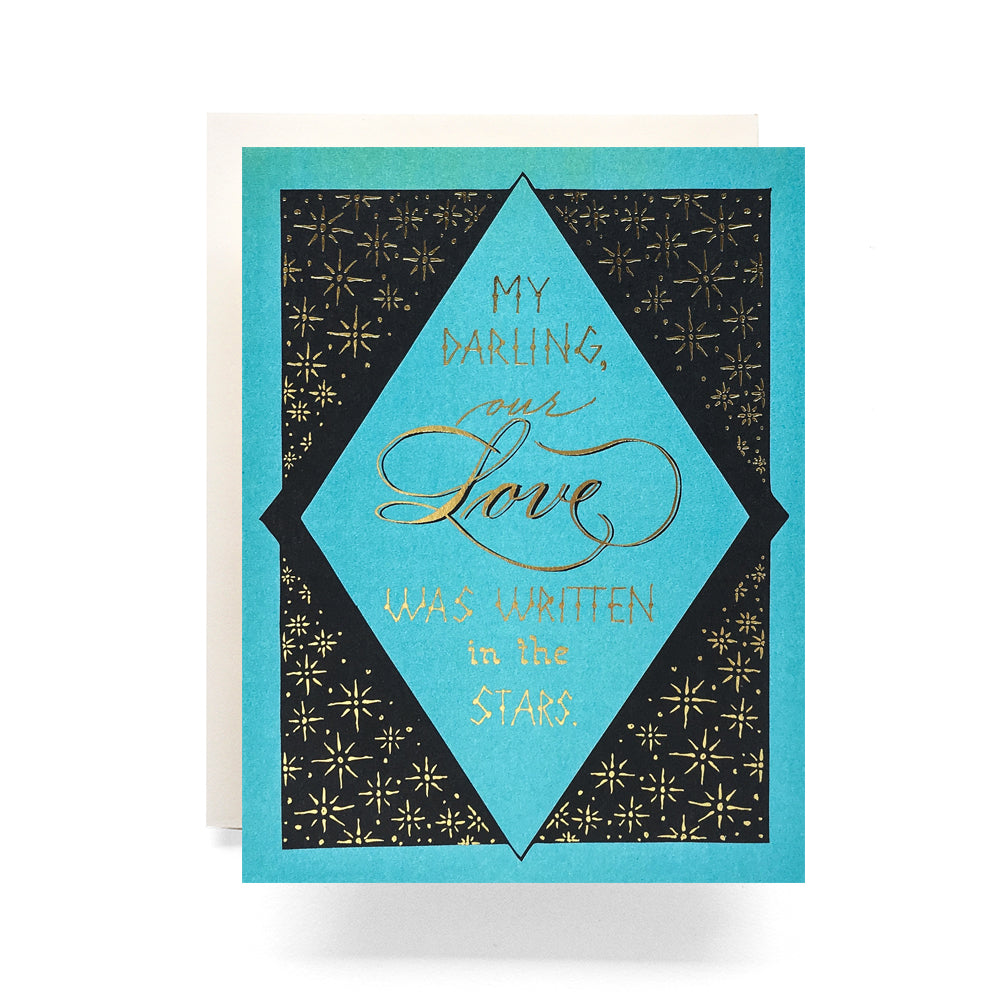 In the Stars love card with celestial design - celebrating love that feels destined by the stars