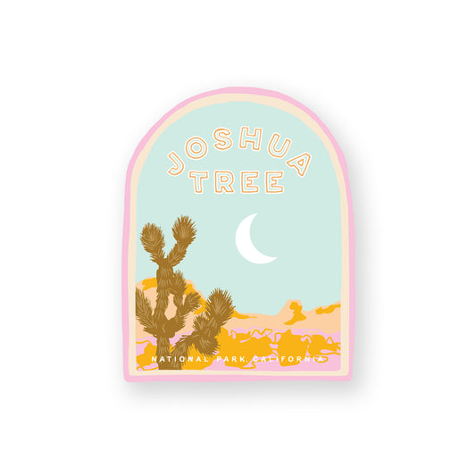 A Joshua Tree National Park sticker featuring iconic desert landscape  including the iconic Joshua tree, perfect for outdoor enthusiasts and nature lovers.