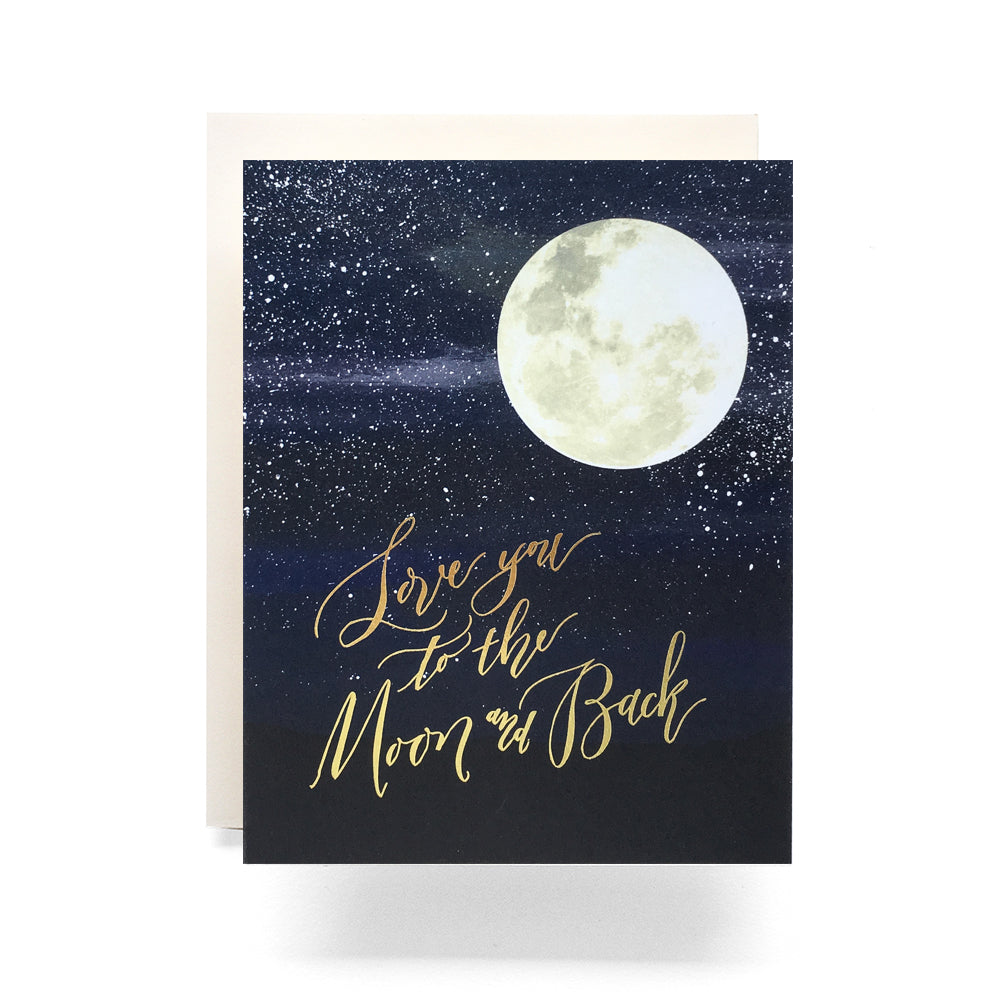 Love You to the Moon card with celestial design - perfect for expressing deep love and affection.