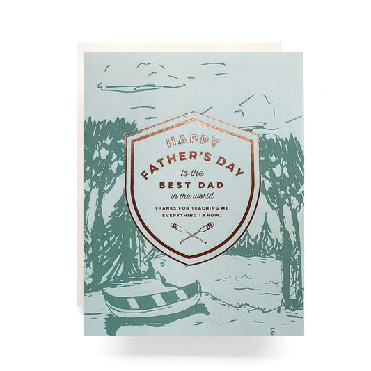 Crest Canoe Father's Day card featuring outdoor adventure, perfect for dads who love canoeing and the outdoors.